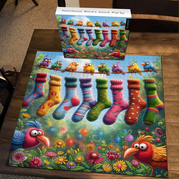 Rainbow's Bird's Sock Party puzzle puzzle 1000 pezzi